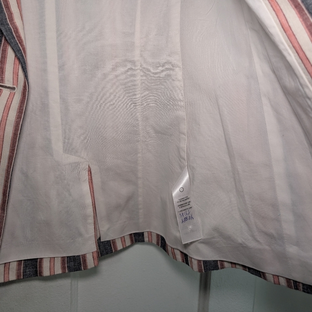 Frame Linen Denim Red and Blue Striped Blazer - Picture 5 of 10